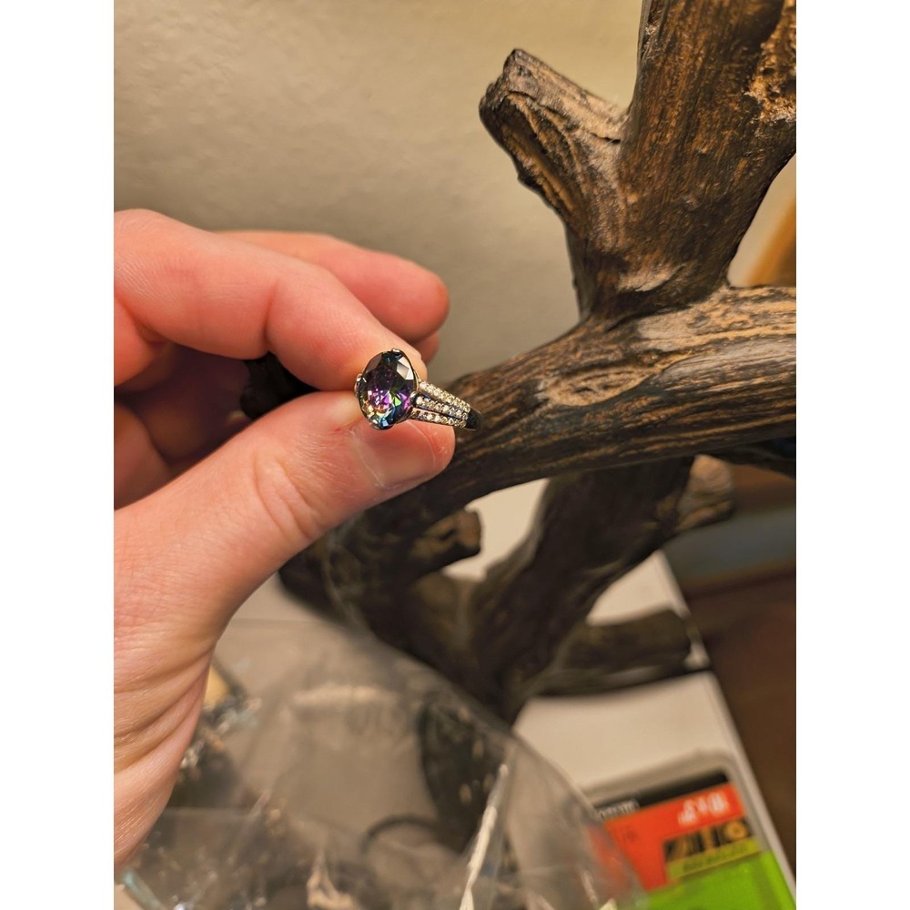 Sterling Silver Ring With Colored Glass Size 8